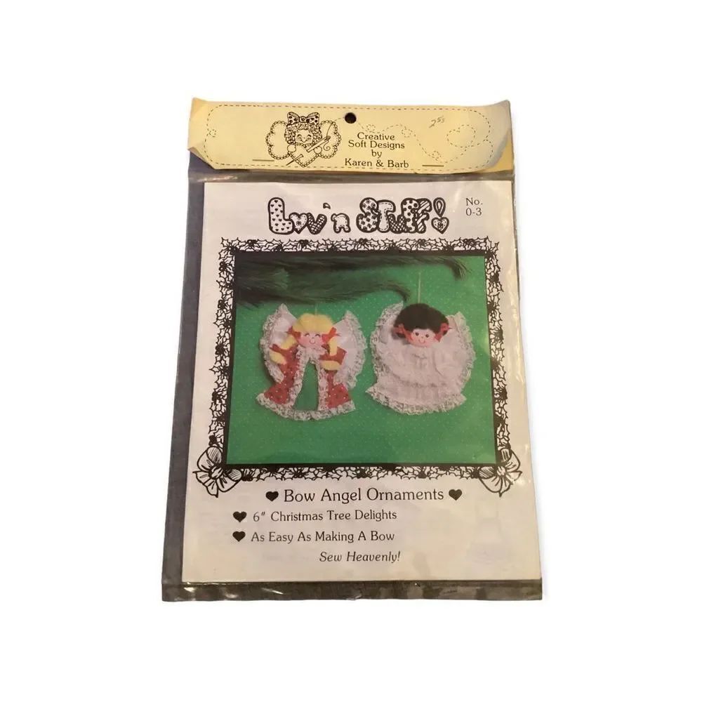 Vintage 1981 Love & Stuff Bow Angel Ornaments Pattern